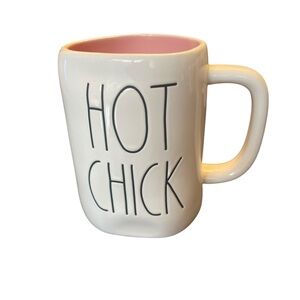 Rae Dunn White Mug with Pink Interior - 'Hot Chick'